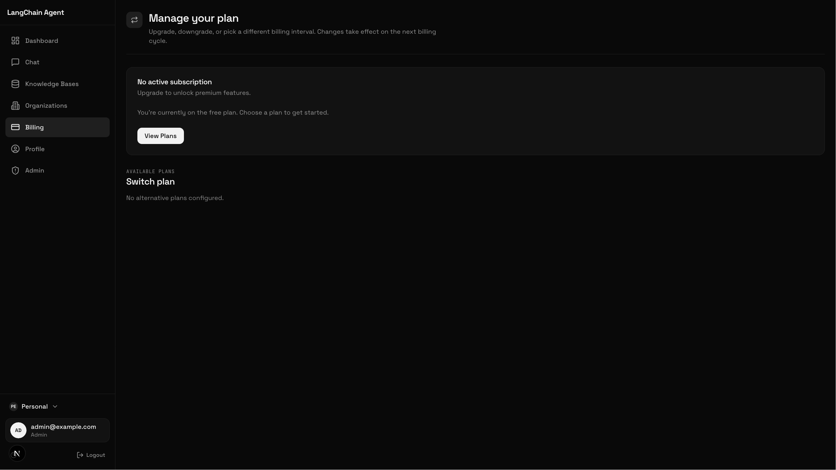Manage subscription, switch plan